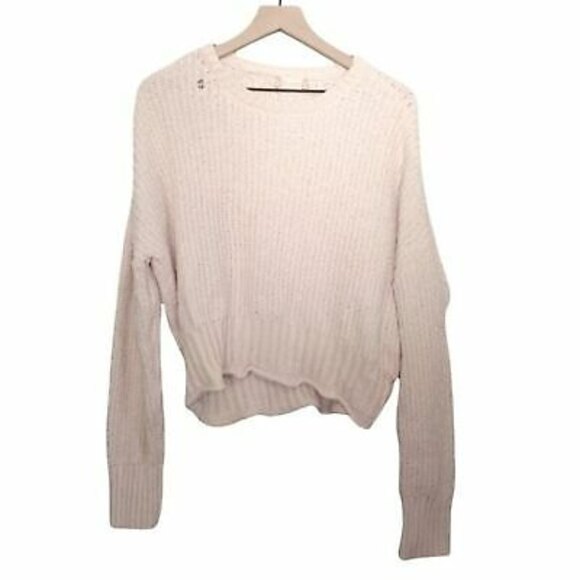 Altar'd State Cream Chenille Cropped Sweater Size Medium - Picture 1 of 7